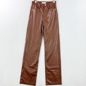 Joe's Jeans Margot Vegan Leather Pants Size 25 Womens Toffee Brown